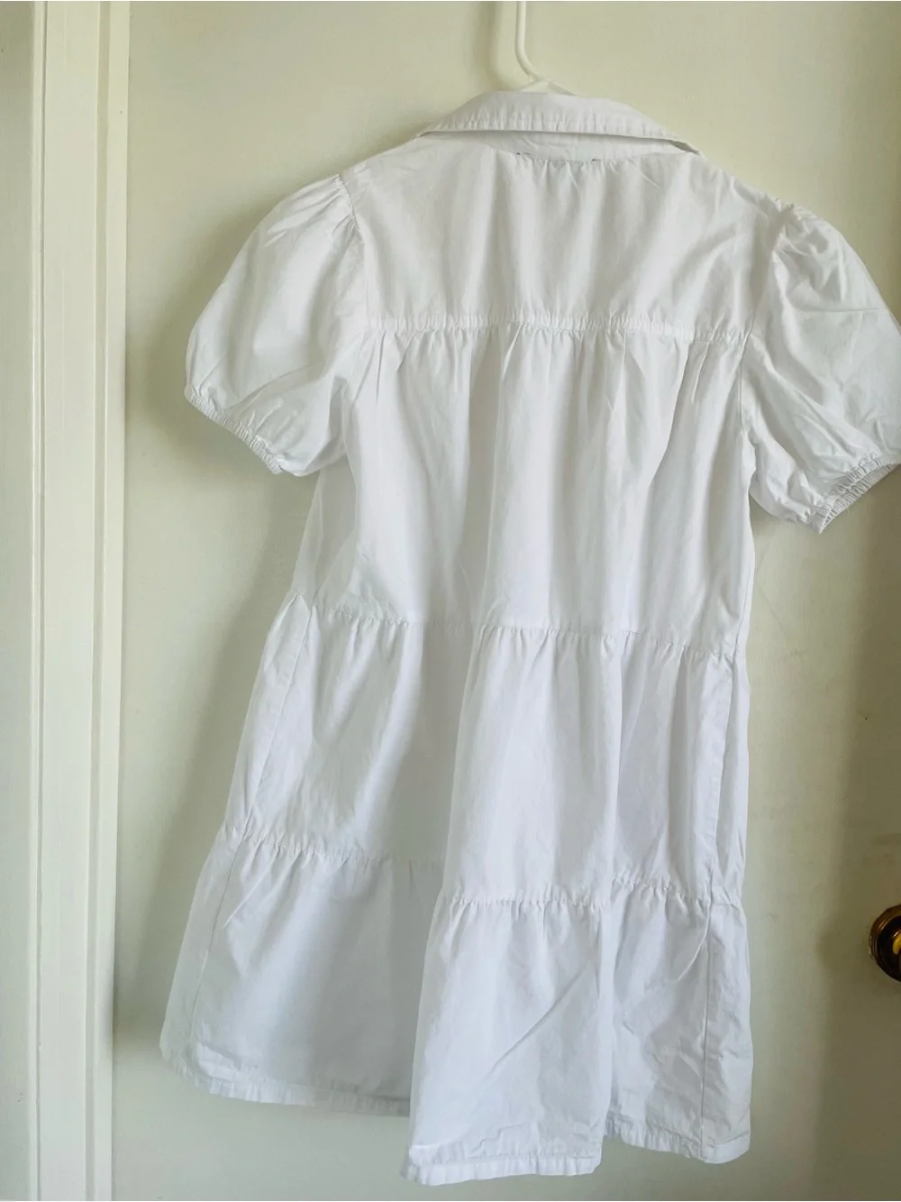 Derek Heart White Button-Front Puff Sleeve Mini Blouse Dress - Picture 4 of 6